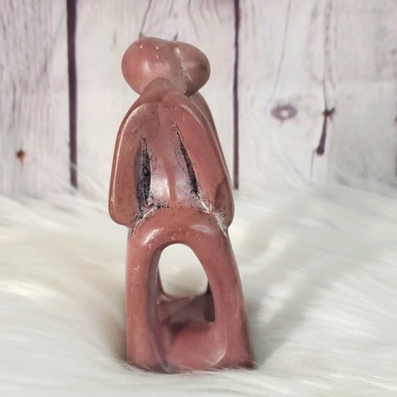 Vintage 90s Soapstone Sculpted Couple Wedding Marriage Newlywed Pink Figurine 4" - Picture 5 of 14